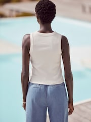 Ecru Crochet Racer Ribbed Tank - Image 3 of 6