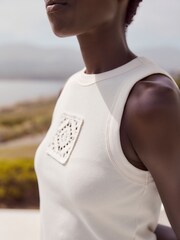 Ecru Crochet Racer Ribbed Tank - Image 4 of 6