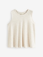 Neutral Relaxed Fit Sleeveless Scoop Neck Slub Vest Top - Image 5 of 6