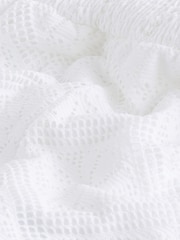 White White V-Neck Crochet Jersey Playsuit - Image 6 of 6