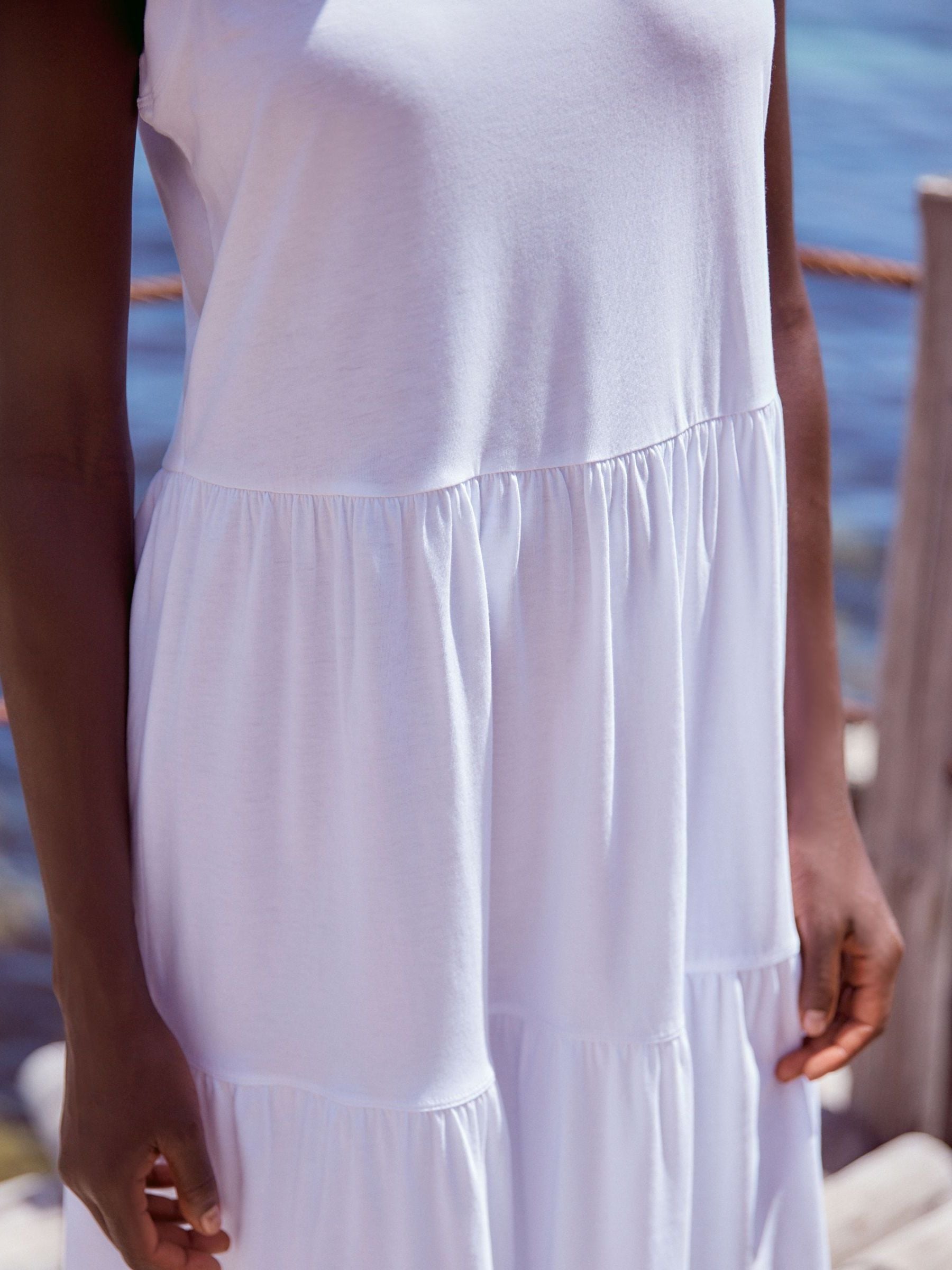 White cotton tiered dress hotsell