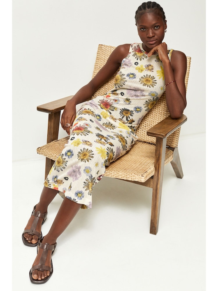 Pressed Floral Print Textured Maxi Dress - Image 2 of 7
