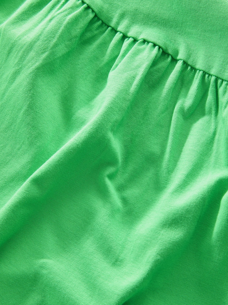 Green Sleeveless 100% Cotton Crew Neck Tiered Summer Maxi Jersey Dress - Image 3 of 3