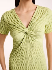 Sage Green Textured Mini Dress - Image 3 of 5