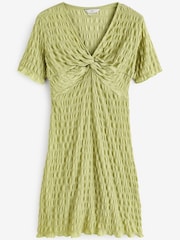 Sage Green Textured Mini Dress - Image 4 of 5