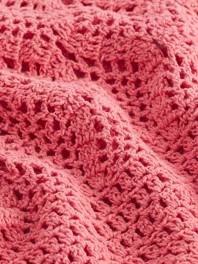 Coral Pink Crochet Mini Dress - Image 6 of 6