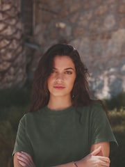 Khaki Green 100% Cotton Crew Neck Short Sleeve T-Shirt Dress - Image 4 of 6