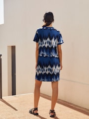 Blue Print 100% Cotton Crew Neck Short Sleeve T-Shirt Dress - Image 2 of 6