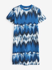 Blue Print 100% Cotton Crew Neck Short Sleeve T-Shirt Dress - Image 5 of 6