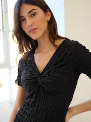 Black Textured Mini Dress - Image 4 of 6
