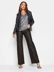 Long Tall Sally Black Coated Wide Leg Jeans - Image 3 of 4