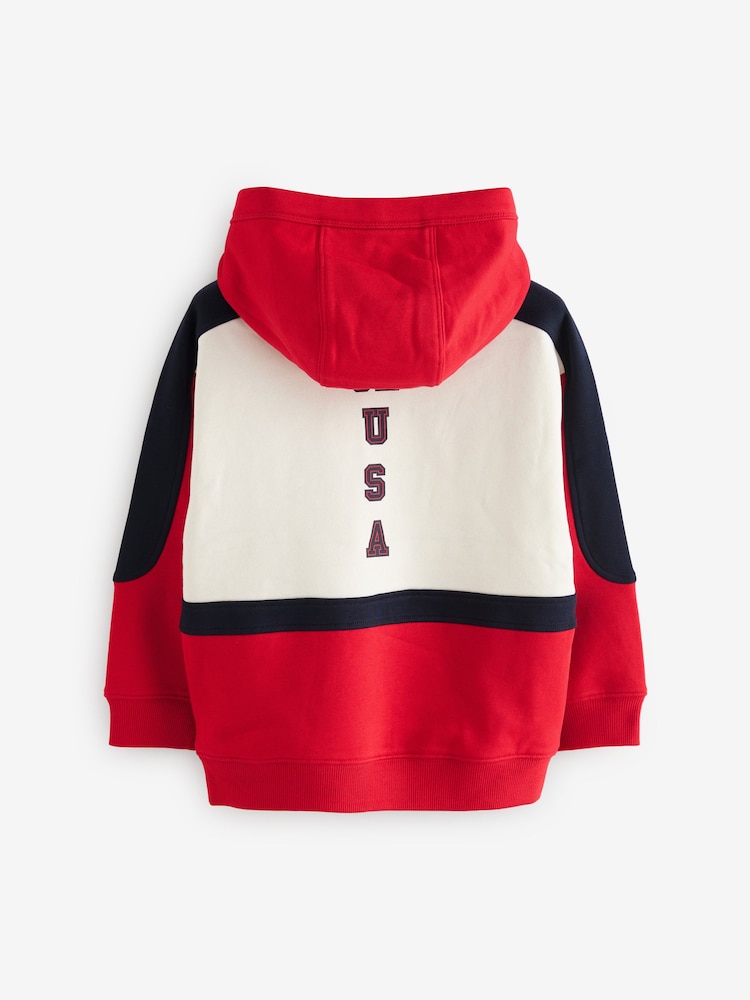 Red Varsity Colourblock Hoodie (3-16yrs) - Image 2 of 5