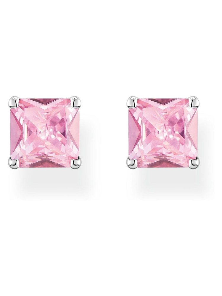Thomas Sabo Pink Princess Cut Studs - 925 Silver, Zirconia - Image 2 of 4