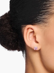 Thomas Sabo Pink Princess Cut Studs - 925 Silver, Zirconia - Image 3 of 4