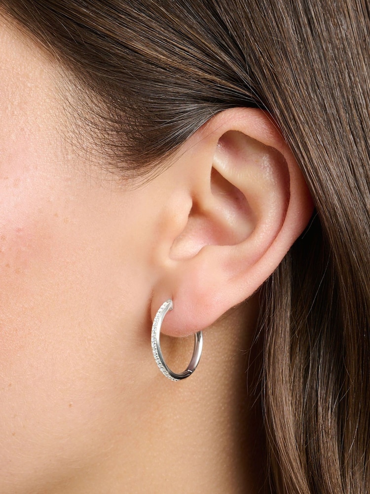 Thomas Sabo White Sparkling Heritage Hoops - Image 4 of 4