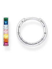 Thomas Sabo Silver Rainbow Sparkle Hinged Hoops - 925 Sterling, Multicolor Stones - Image 1 of 4