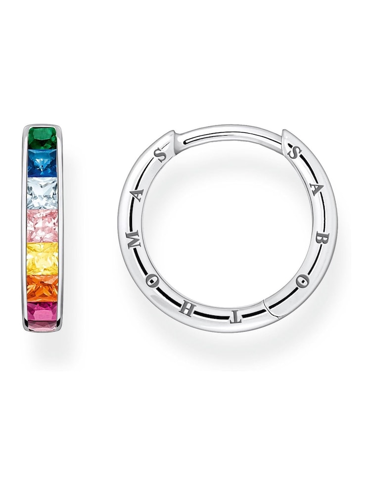 Thomas Sabo Silver Rainbow Sparkle Hinged Hoops - 925 Sterling, Multicolor Stones - Image 1 of 4