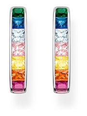 Thomas Sabo Silver Rainbow Sparkle Hinged Hoops - 925 Sterling, Multicolor Stones - Image 2 of 4