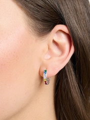 Thomas Sabo Silver Rainbow Sparkle Hinged Hoops - 925 Sterling, Multicolor Stones - Image 4 of 4