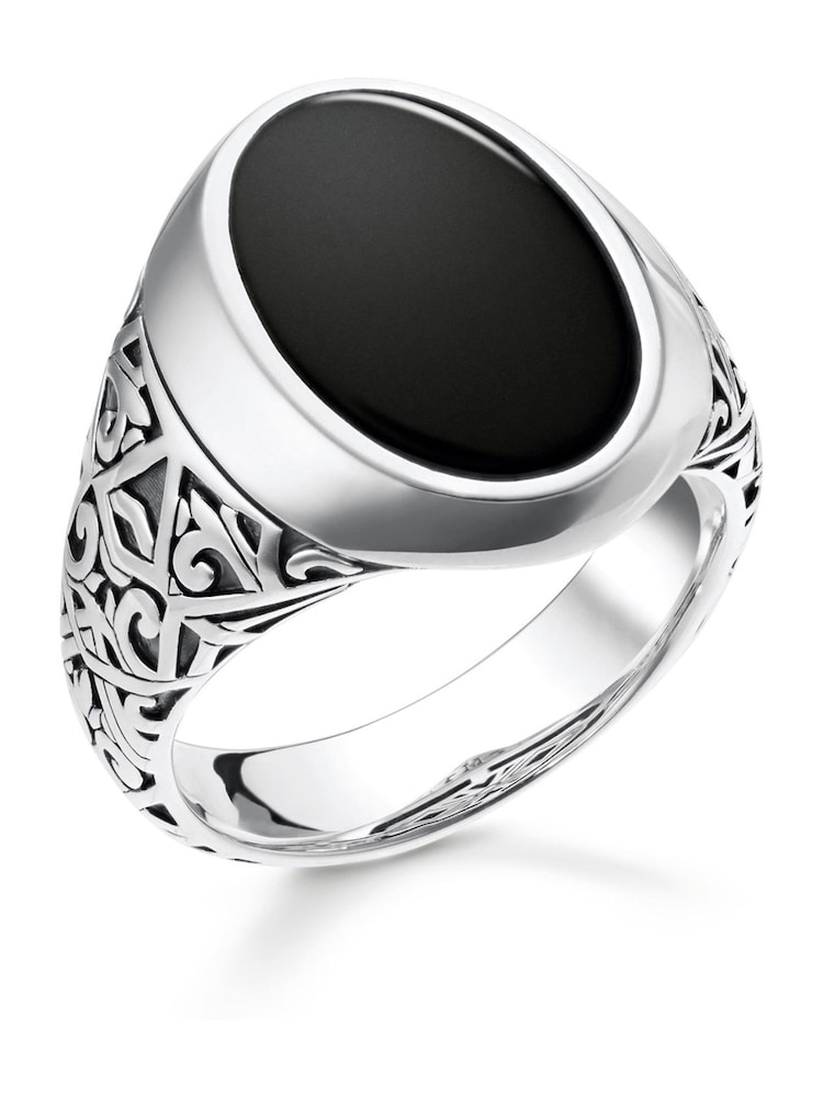 Thomas Sabo Black Black Onyx Ring - 925 Silver, Blackened - Image 1 of 3