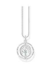 Thomas Sabo White Silver Tree of Love Necklace: 925 Sterling Silver, Blackened - Image 1 of 5
