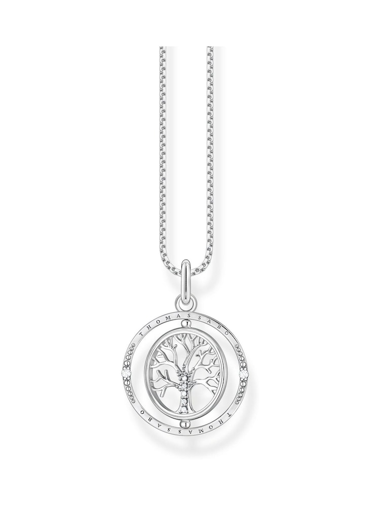 Thomas Sabo White Silver Tree of Love Necklace: 925 Sterling Silver, Blackened - Image 1 of 5