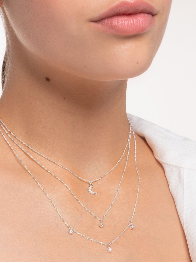 Thomas Sabo White Layered Necklace: 925 Silver, Zirconia - Image 2 of 3