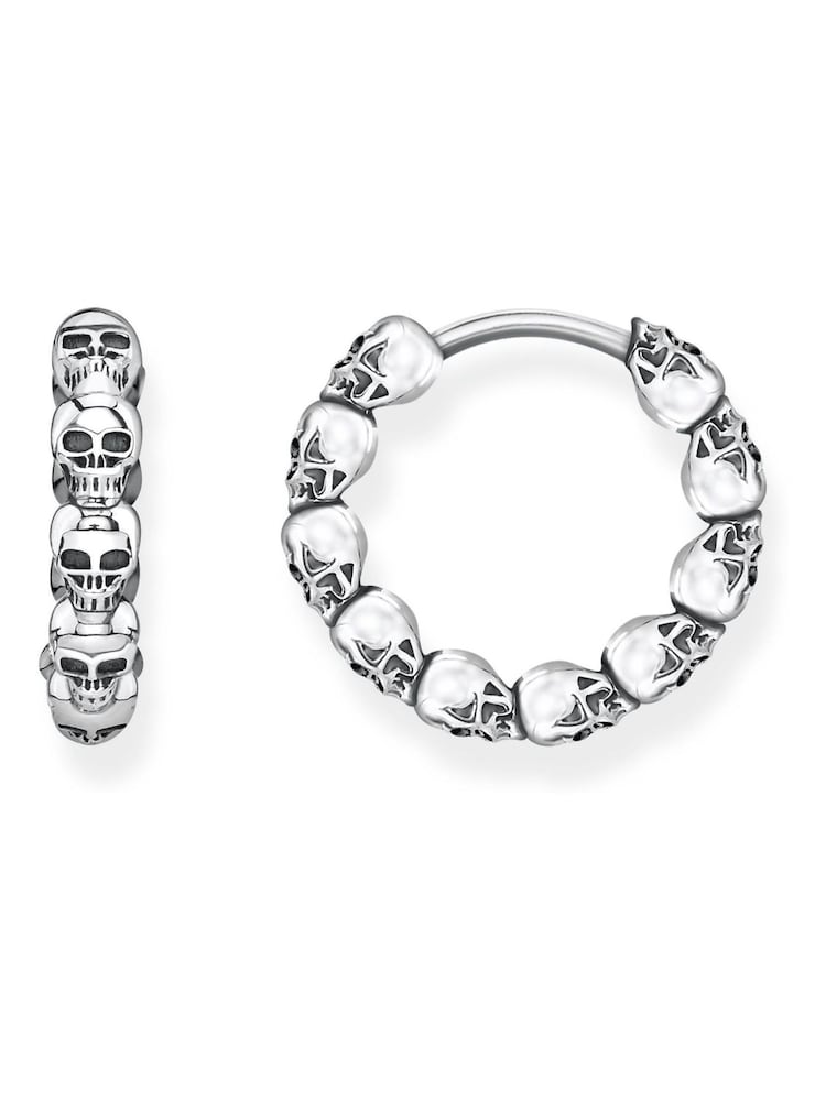 Thomas Sabo Silver Rock'n'Roll Skull Hoop Earrings - Image 1 of 2