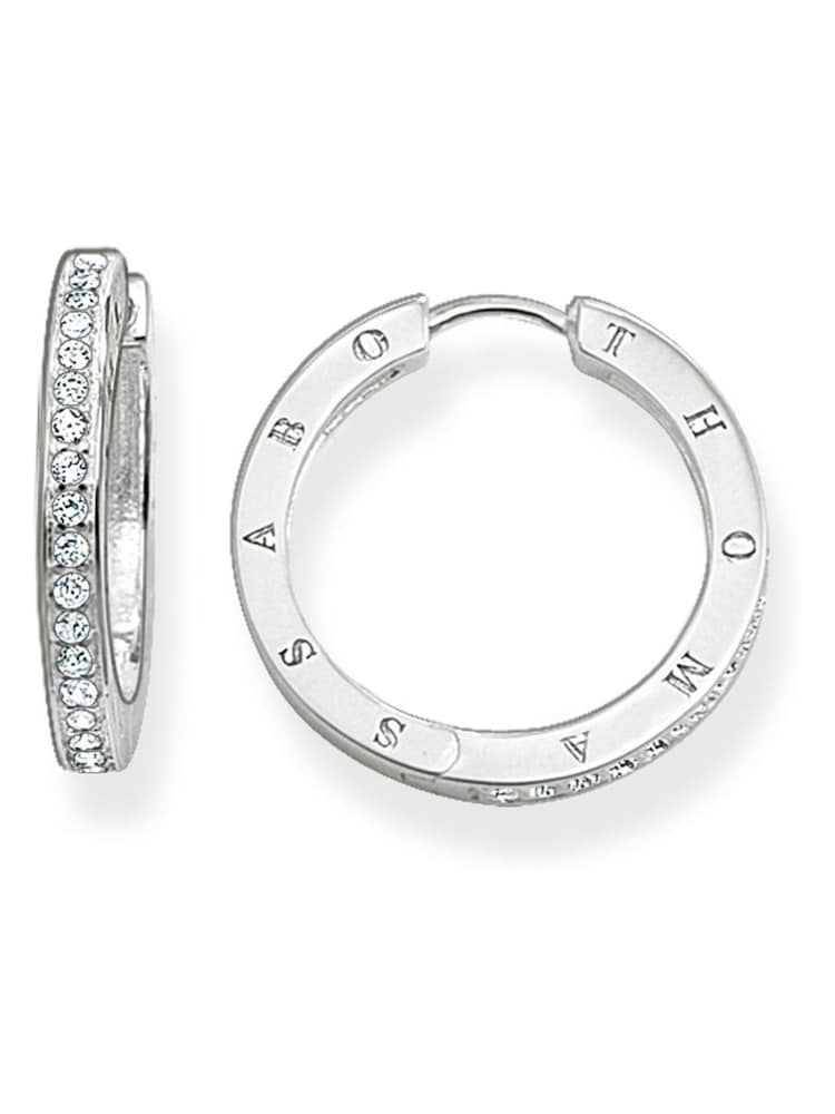 Thomas Sabo White Medium Hinged Hoop Earrings: 925 Silver, Zirconia - Image 1 of 2