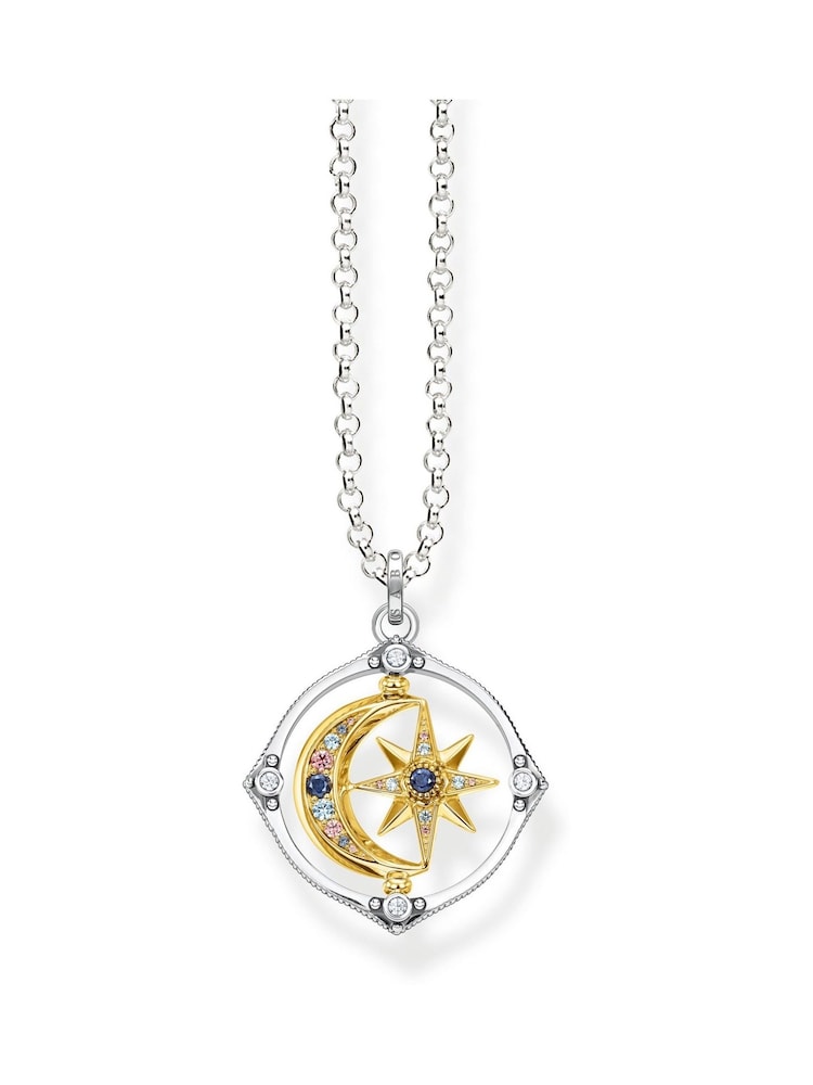 Thomas Sabo Silver Cosmic Moon & Star Necklace - Blue Stones - Image 1 of 4