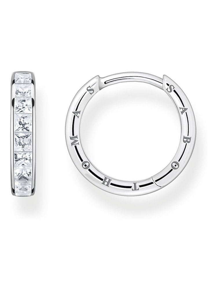Thomas Sabo White Sparkling Heritage Silver Tone Hoops - Image 1 of 4