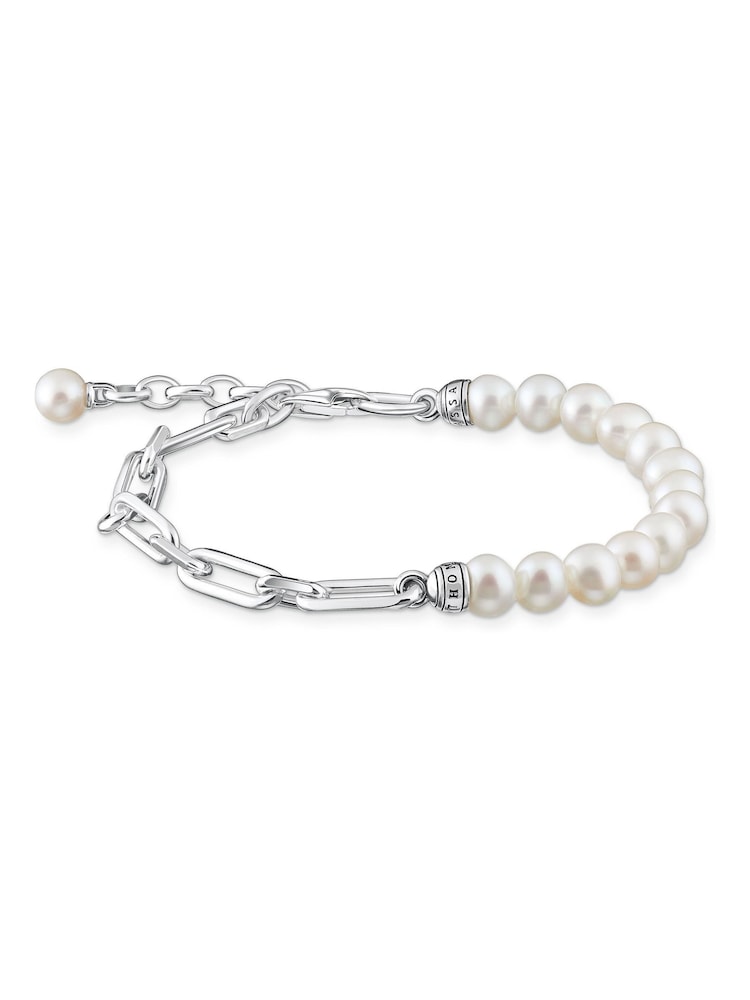 Thomas Sabo White Chunky Chain & Pearl 925 Silver Bracelet - Image 1 of 3