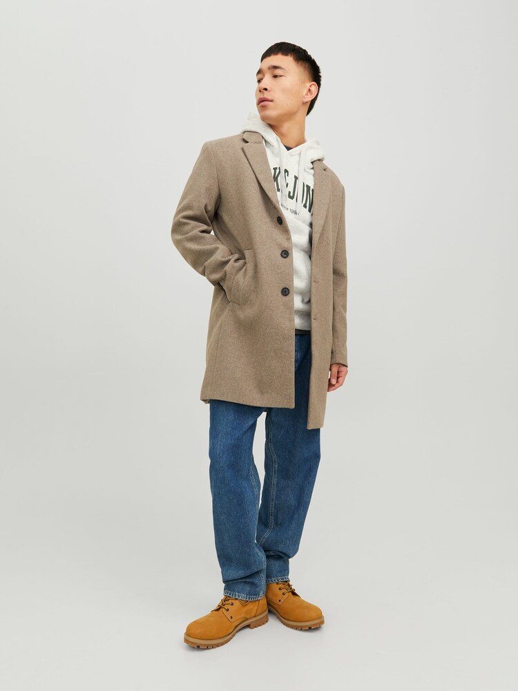 JACK & JONES Brown Tailored Smart Wool Coat - Image 2 of 6