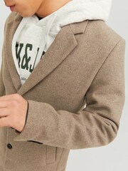 JACK & JONES Brown Tailored Smart Wool Coat - Image 4 of 6