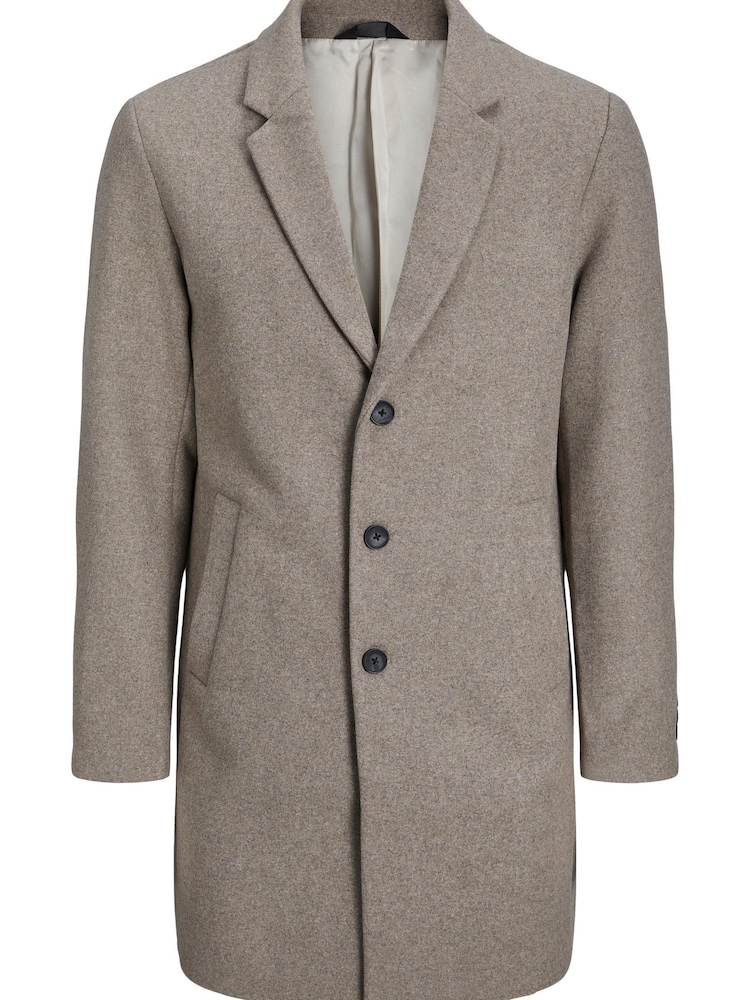 JACK & JONES Brown Tailored Smart Wool Coat - Image 6 of 6