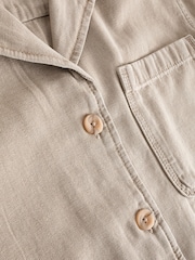 Khaki Green 100% Cotton Canvas Short Sleeve Shirt - Image 7 of 7