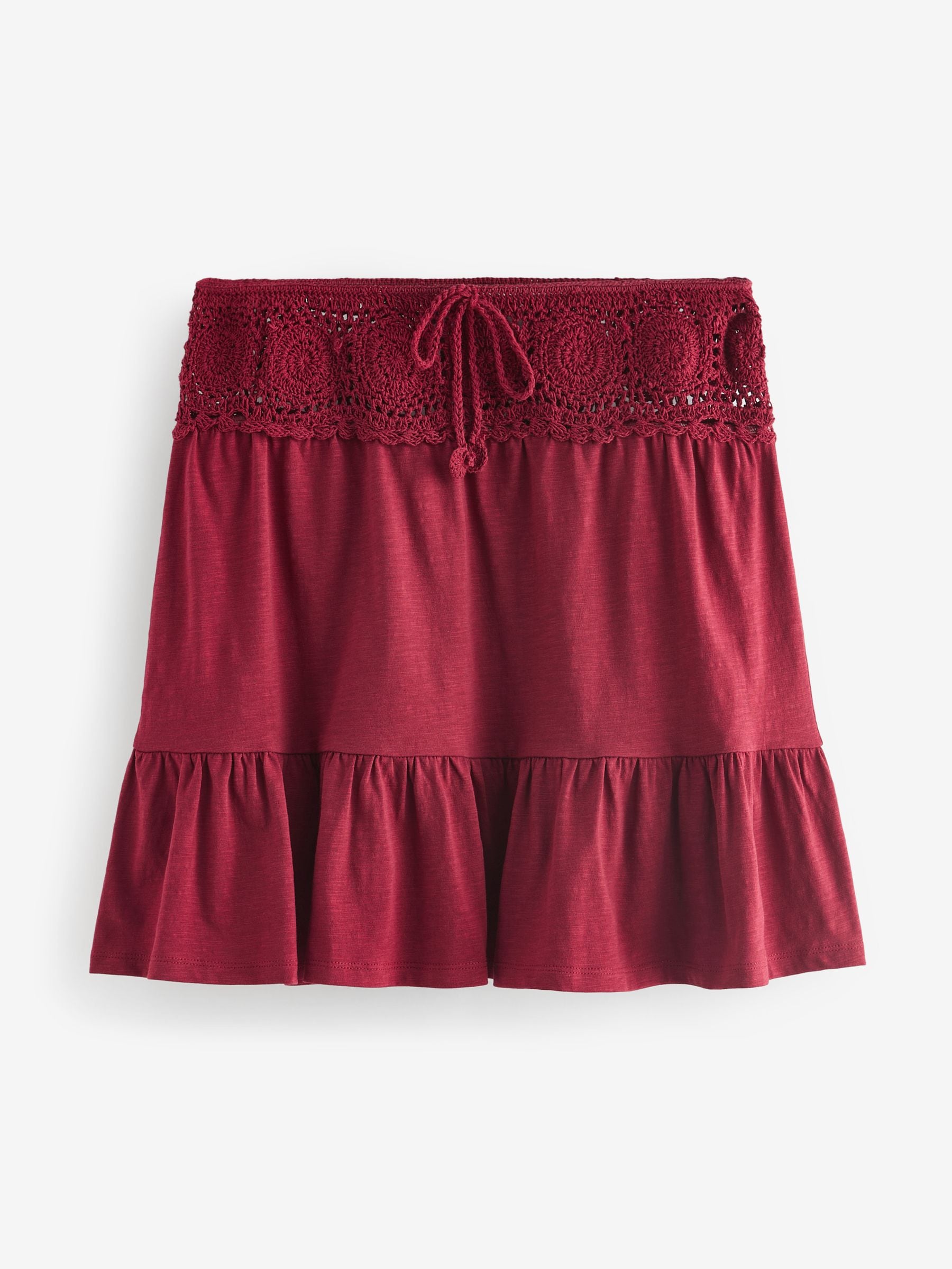 Red crochet mini skirt hot sale