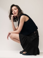 Black Crochet Mini Skirt - Image 2 of 6