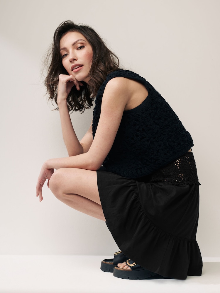 Black Crochet Mini Skirt - Image 2 of 6