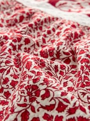 Red Spliced Print Textured Maxi Skirt With Crochet Trim - Image 7 of 7
