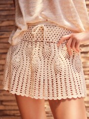 White Crochet Mini Skirt - Image 3 of 5