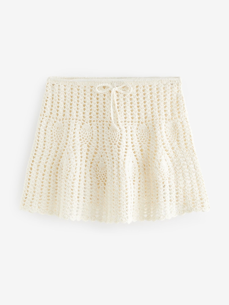 White Crochet Mini Skirt - Image 4 of 5