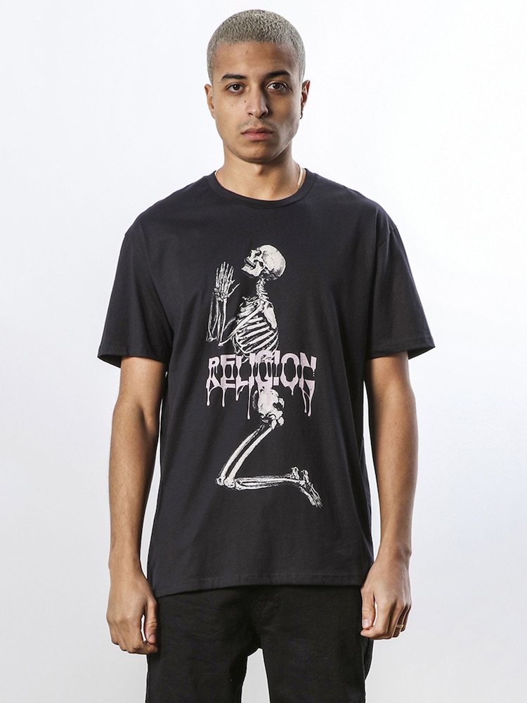 Religion Black Regular Fit Soft Cotton Graphic 100% Cotton T-Shirt - Image 1 of 5