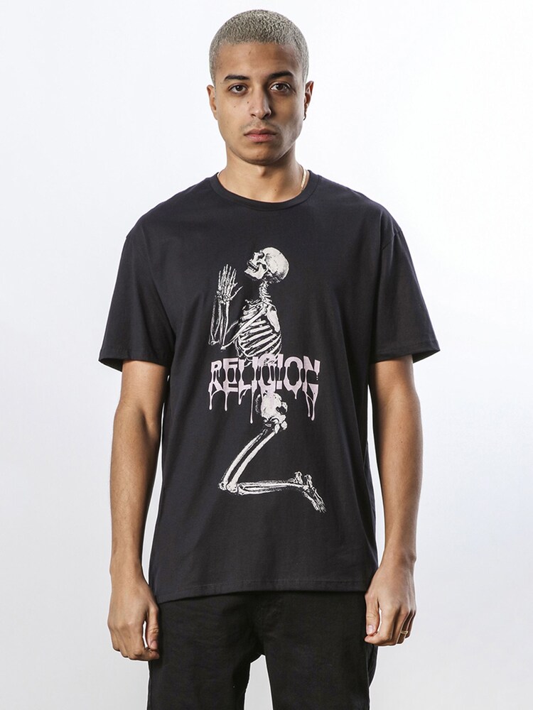 Religion Black Regular Fit Soft Cotton Graphic 100% Cotton T-Shirt - Image 1 of 5 Religion Black Regular Fit Soft Cotton Graphic 100% Cotton T-Shirt - Image 1 of 5