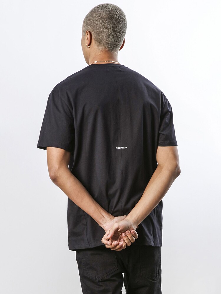 Religion Black Regular Fit Soft Cotton Graphic 100% Cotton T-Shirt - Image 2 of 5 Religion Black Regular Fit Soft Cotton Graphic 100% Cotton T-Shirt - Image 2 of 5