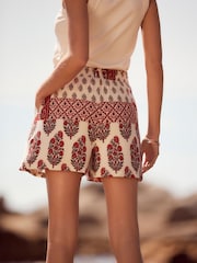 Red Tile Print Elasticated Waist Jersey Shorts - Image 3 of 6