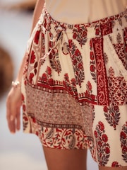 Red Tile Print Elasticated Waist Jersey Shorts - Image 4 of 6
