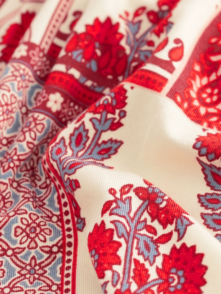 Red Tile Print Elasticated Waist Jersey Shorts - Image 6 of 6