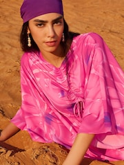 Pink Print Wide Leg Trousers - Image 6 of 11