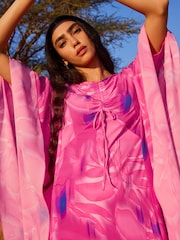Pink Print Wide Leg Trousers - Image 9 of 11